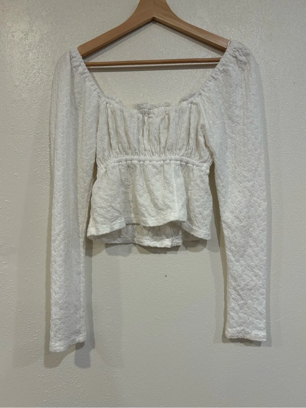 Free People White Button-Front Smocked Peasant Top
